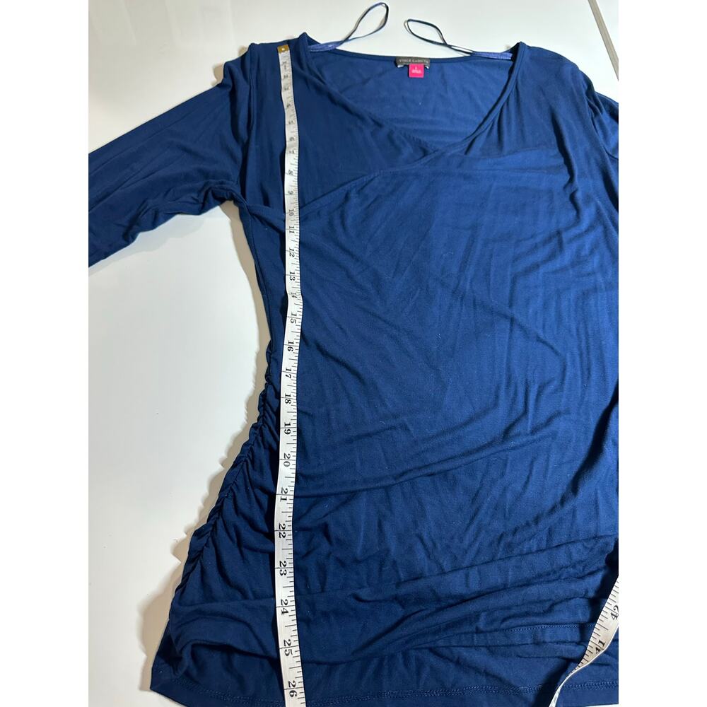 Women L Vince Camuto blue 3/4 sleeve wrap v-neck blouse top shirt work casual - Picture 7 of 10